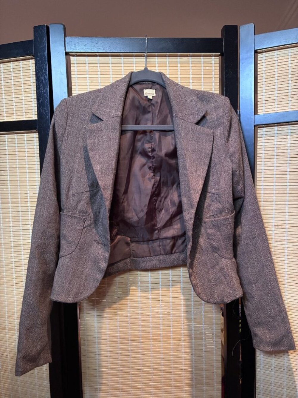 Sirens Brown Herringbone Tweed Cropped Blazer XS/S
